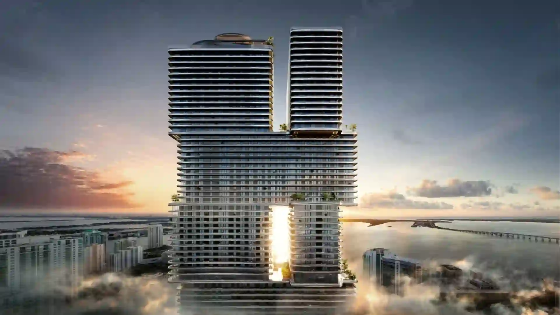 Exterior view of Mercedes-Benz Places, a luxury development in Miami, FL
