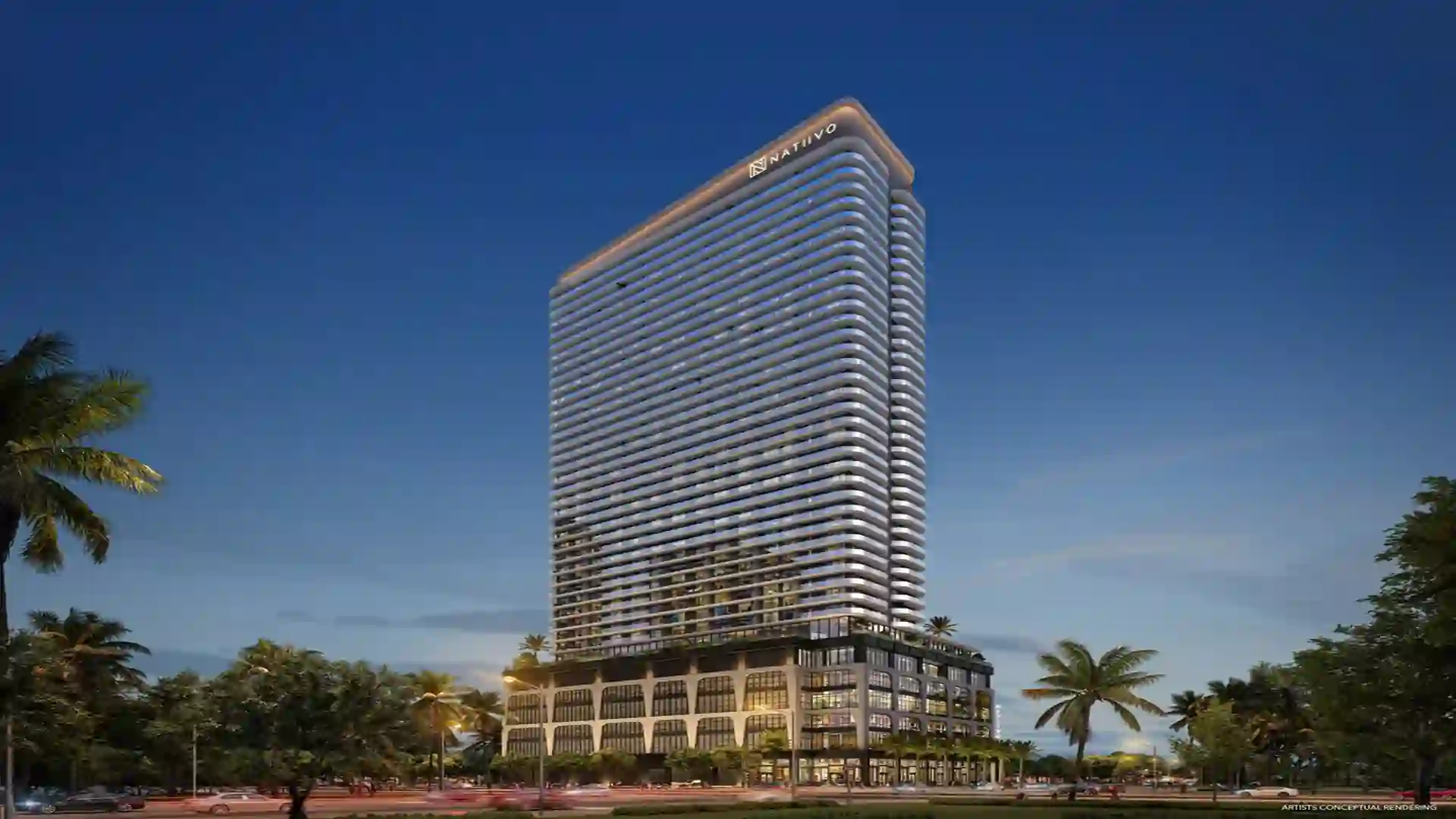 Exterior view of Natiivo Fort Lauderdale, a luxury development in Fort Lauderdale