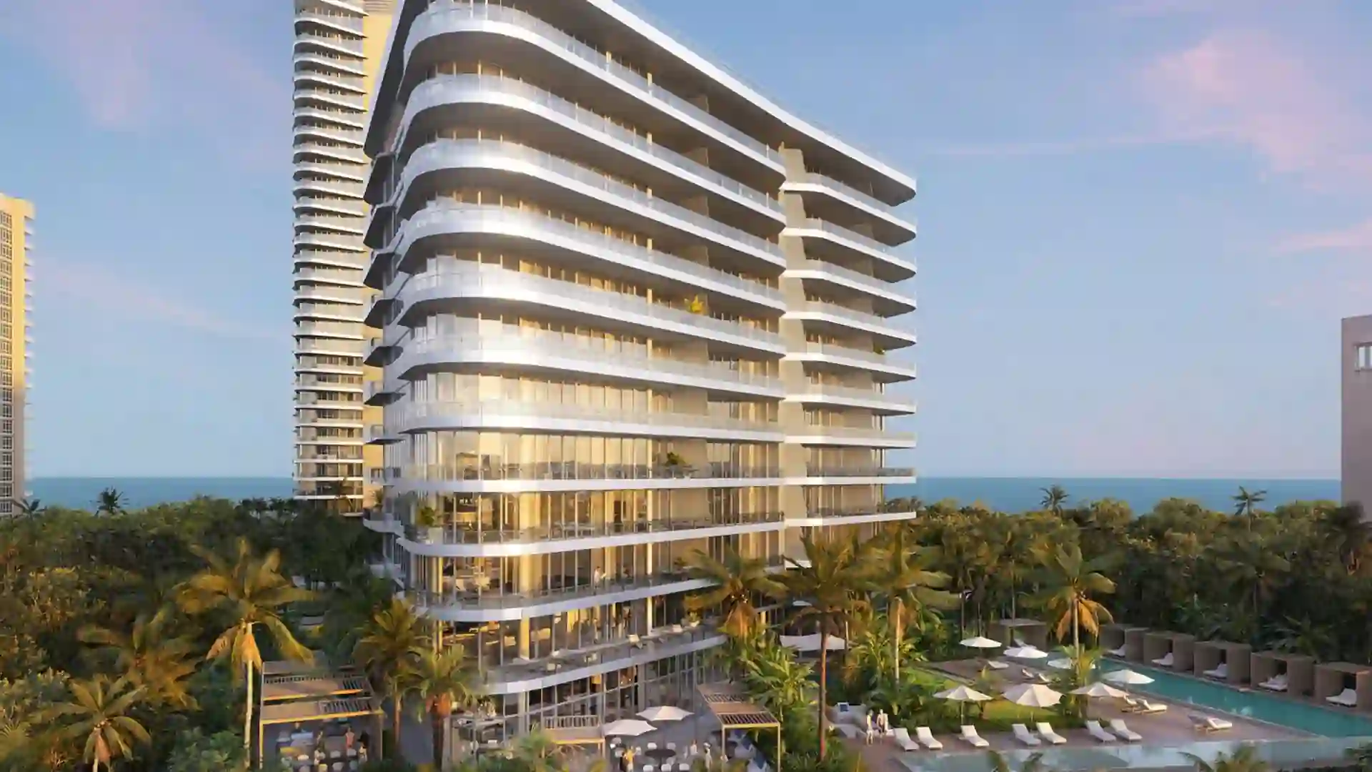 Exterior view of Ritz Carlton Pompano Beach, a luxury development in Pompano Beach, FL