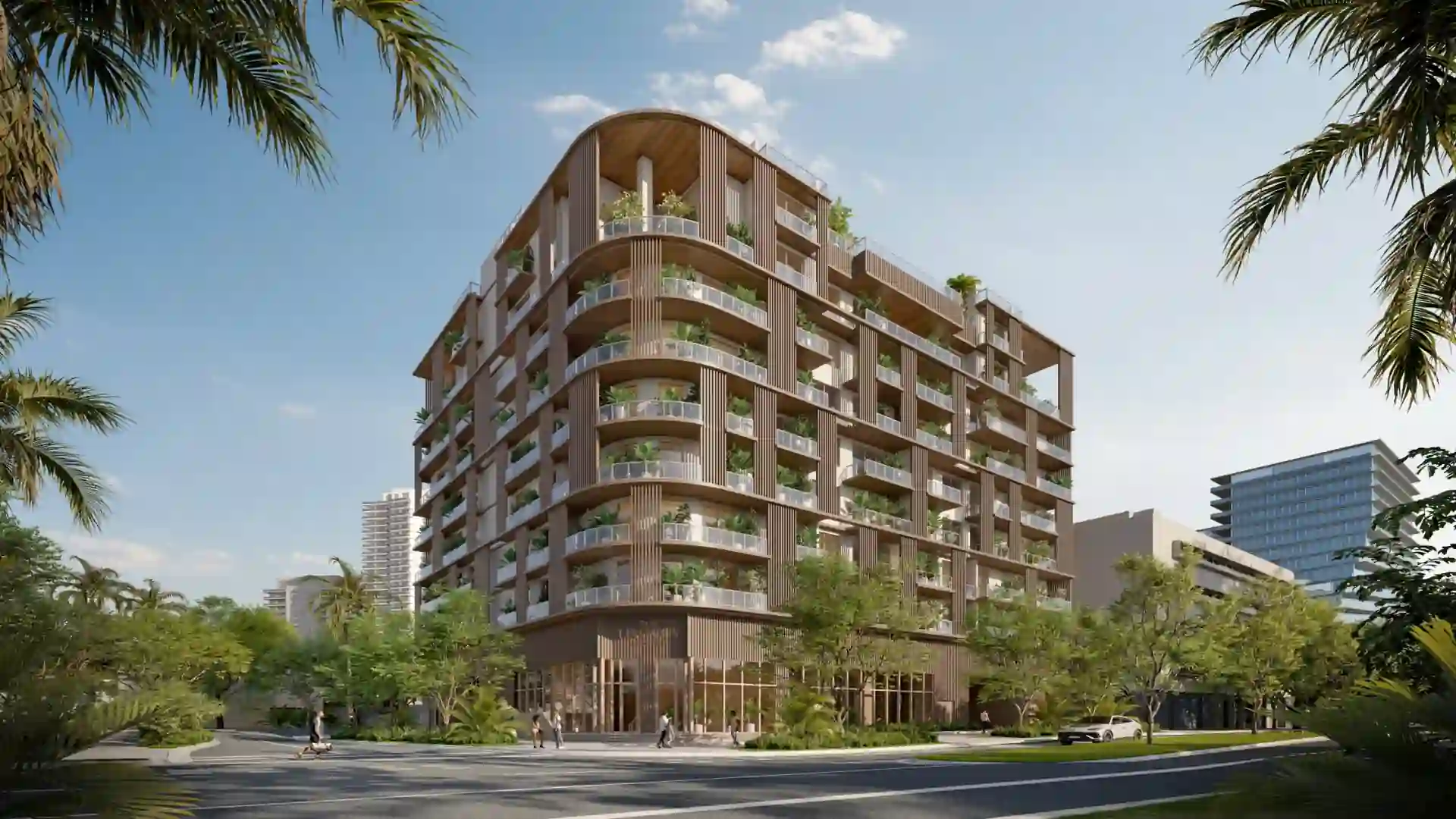 Exterior view of The Lincoln Coconut Grove, a luxury development in Coconut Grove, Miami