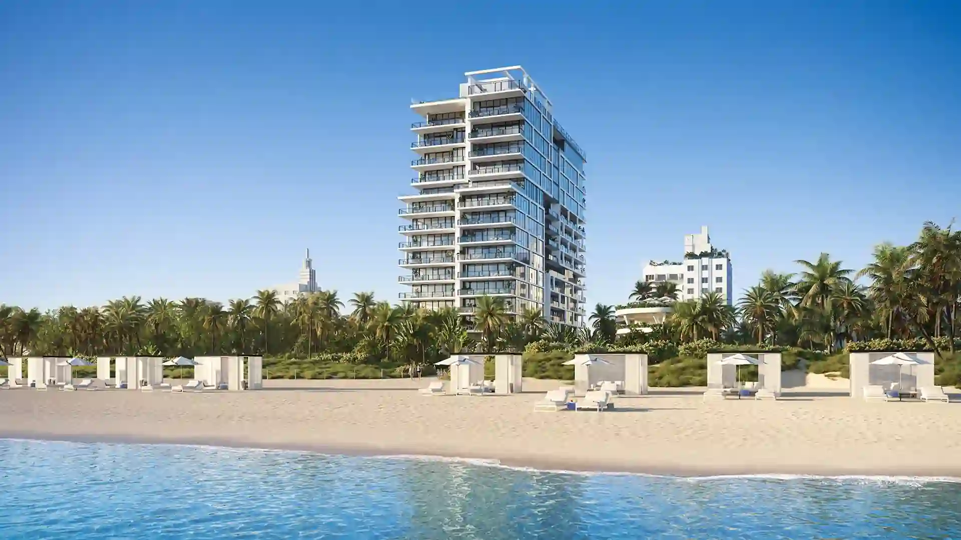 Exterior of The Raleigh, a luxury development in Miami Beach, FL.