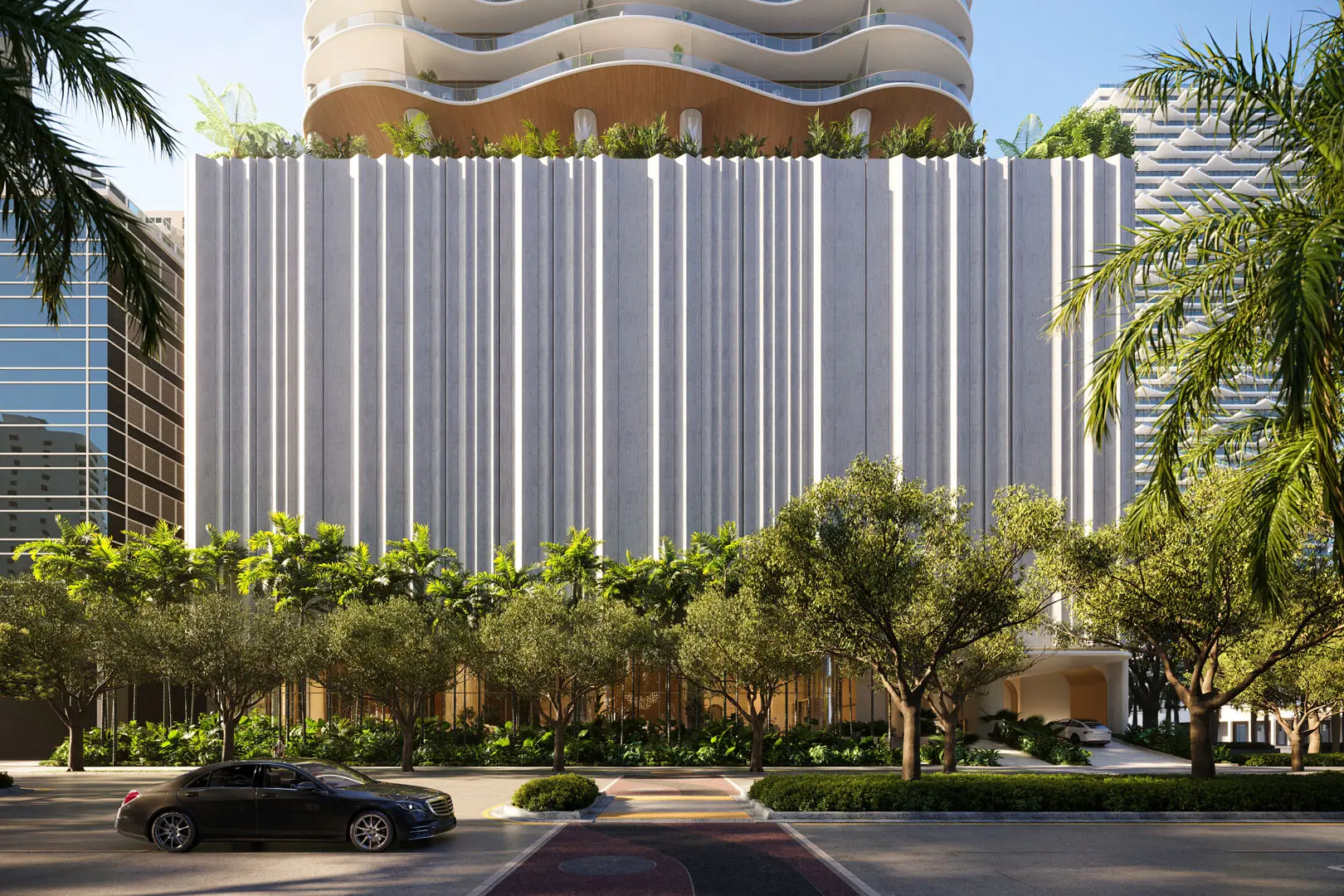 Exterior view of The Residences At 1428 Brickell, a luxury development in Miami, FL